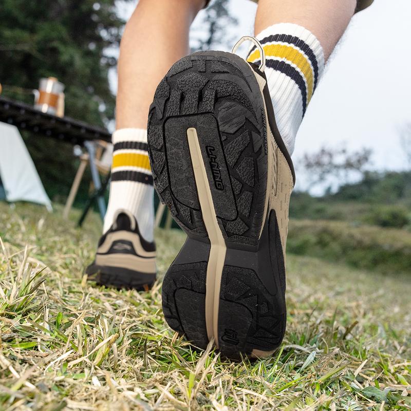 New LiNing CF Tracing Hiking Lite Breathable Rebound Wear-Resistant Low-Top Trekking Shoes Unisex Black Umber AHCU035-5