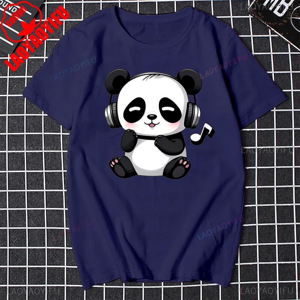 

JUST A GIRL WHO LOVES PANDRS Panda Print T-shirt Cute Panda Animal Lovers Round Neck Short-sleeve Simple Style Tees 4XL