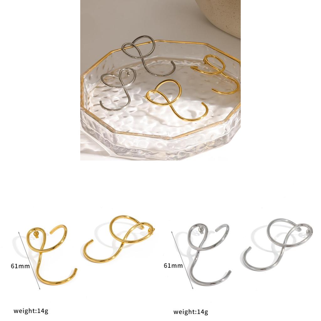 Orecchini Geometrici in Acciaio al Titanio per Donna con Finitura Oro PVD Gioielli alla Moda