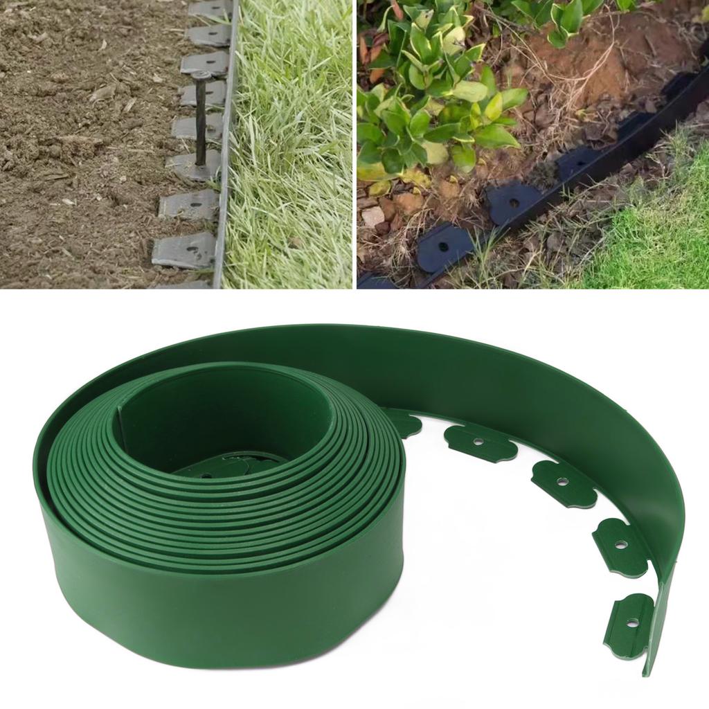 Landscape Edging Kit PE No Dig Tall Wall Garden Border with Stakes for Lawn Flower Bed Grass Yard