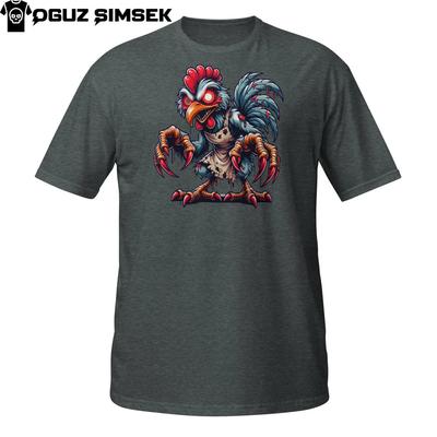 Angry Chicken T-Shirt | Crazy Zombie Rooster with Claws | Horror Hen Tee