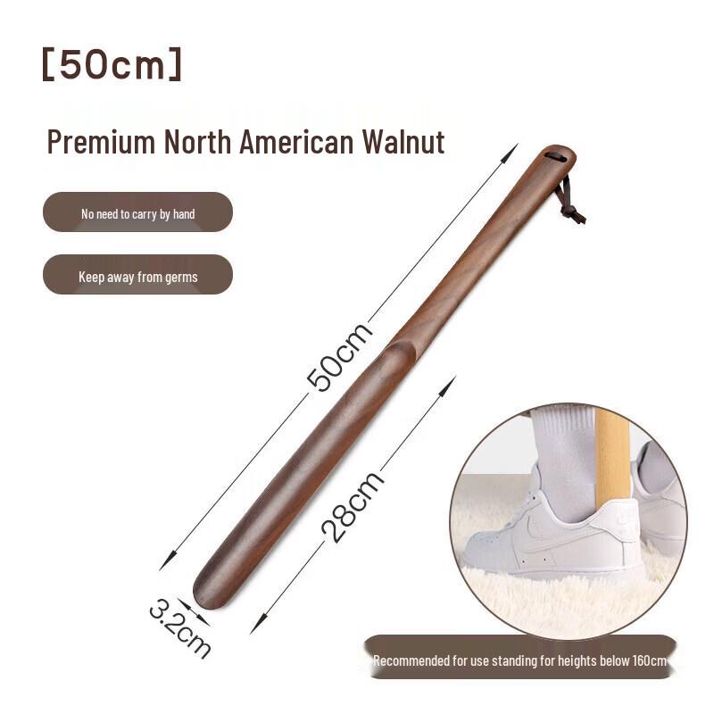 LIEI Long Handle Walnut Wood Shoehorn