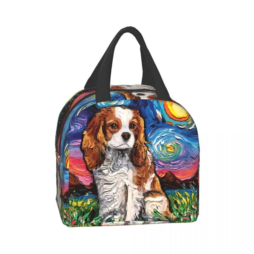 Dog Cavalier King Charles Spaniel Insulated Lunch Bag Resuable Cooler Thermal Lunch Box for Women Kid Picnic Travel