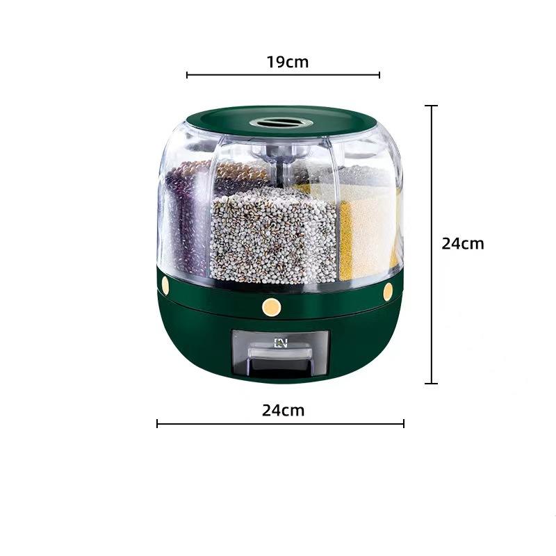 Вращающийся на 360 градусов дозатор для риса, герметичный диспенсер для ведер для сухих зерновых, влагостойкий кухонный контейнер для еды, ящик для хранения one size темно-зеленого