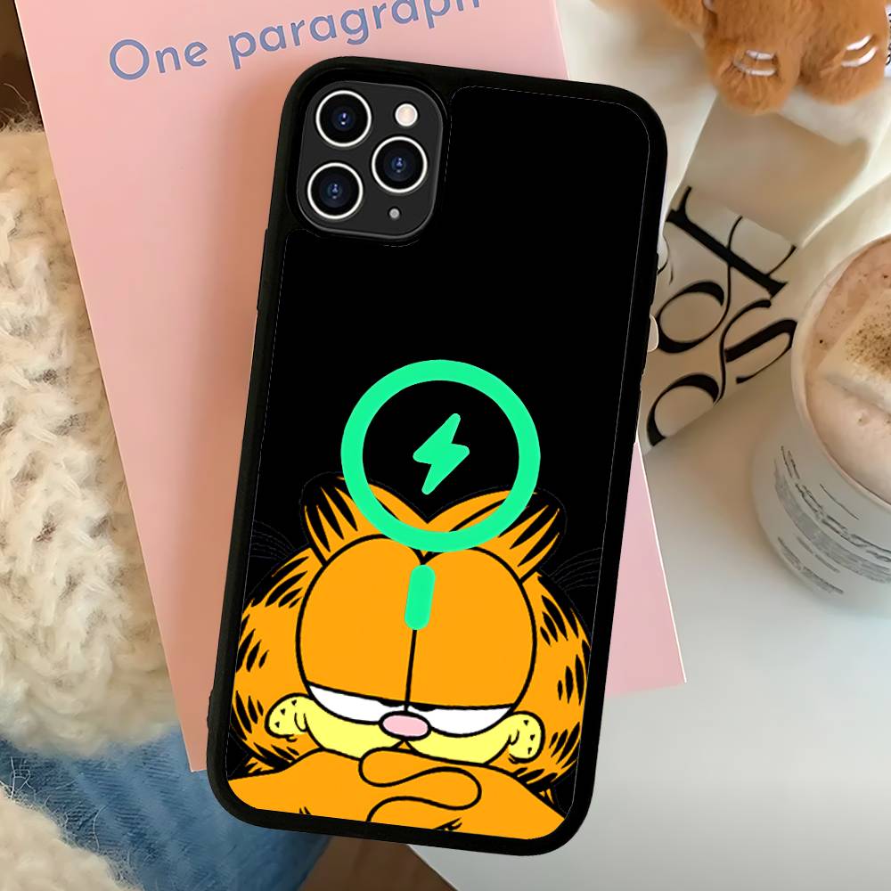 Cute Cartoon G-garfield Cat For Magsafe Magnetic Phone Case Wireless PC+TPU For IPhone 11 12 13 14 15 16 17 Pro Max Plus iPhone 17 Air