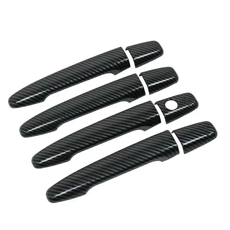 For Peugeot 4008 2012-2016  Glossy Black Carbon Fiber Chrome Car Door Handle Cover Trim Sticker Styling Auto Accessories