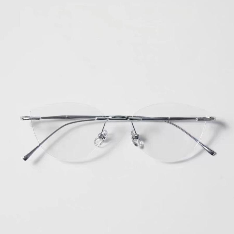 Black anti-blue light box rimless myopia glasses flat glasses light metal frame male pure desire super year frame