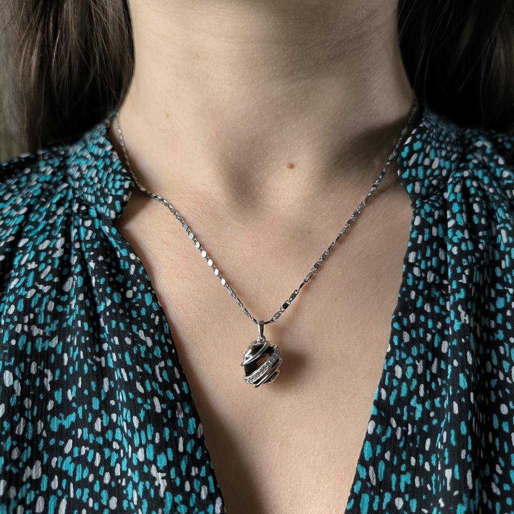 Серебряная подвеска с раухтопазом (дымчатым кварцем) 4.405ct, фианитами (2183570)