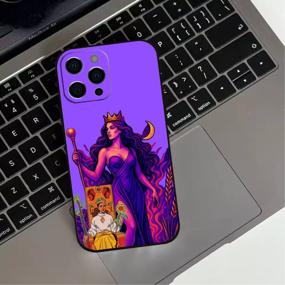 

E-Egypt Mysterious Tarot Phone Case For iPhone 17,16,15,14,13,12,11 Plus,Pro Max,XS,Soft Silicone Black Cover iPhone15promax