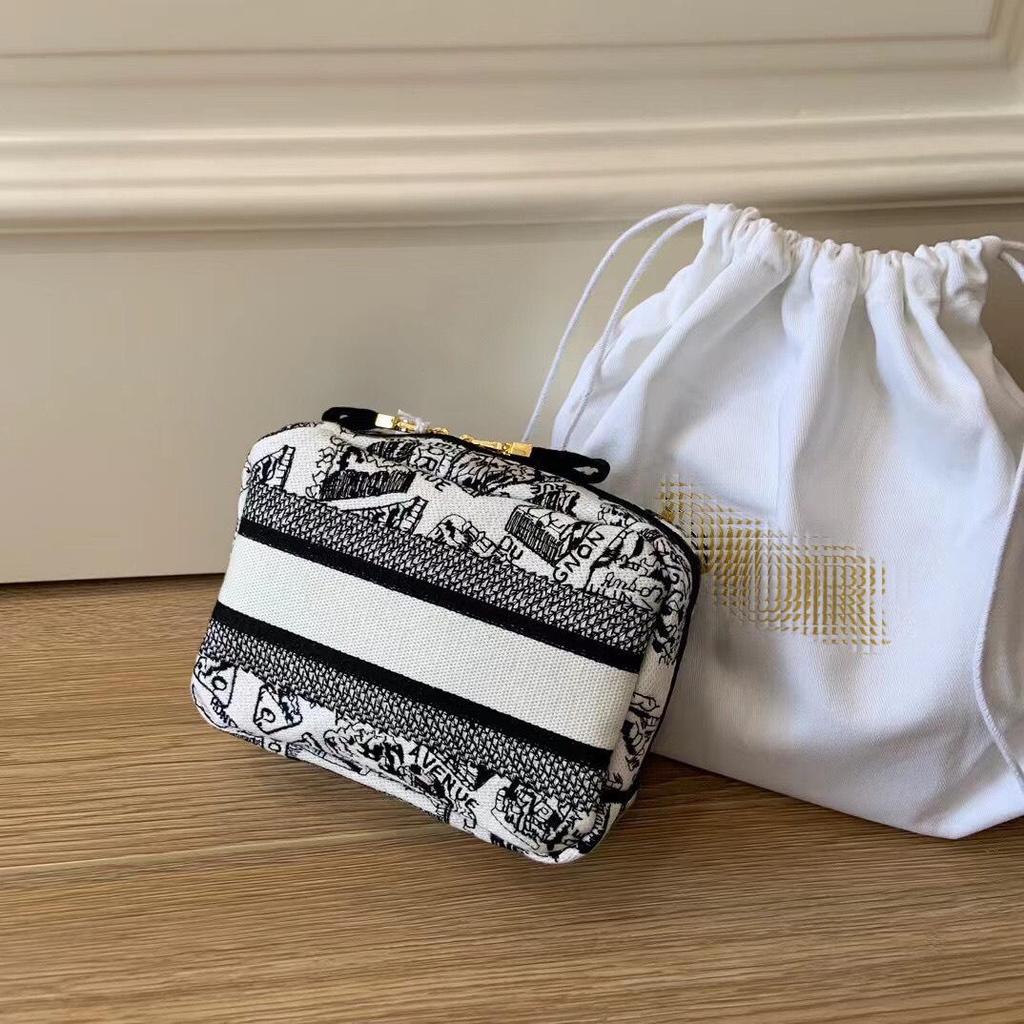 Paris Map Embroidery Canvas Bag: Makeup, Storage, Toiletry, Clutch, Lunch Box