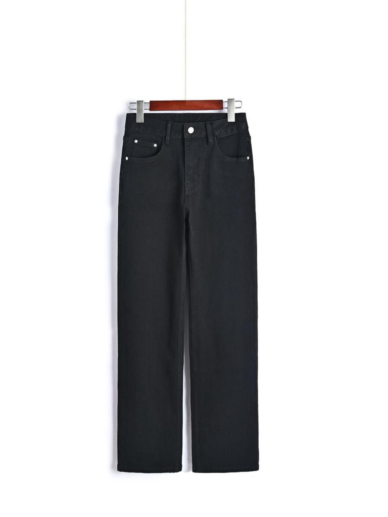 Women's High-Waisted Wide-Leg White Jeans, Floor-Length, Spring New Arrival, Versatile Slimming Straight Pants