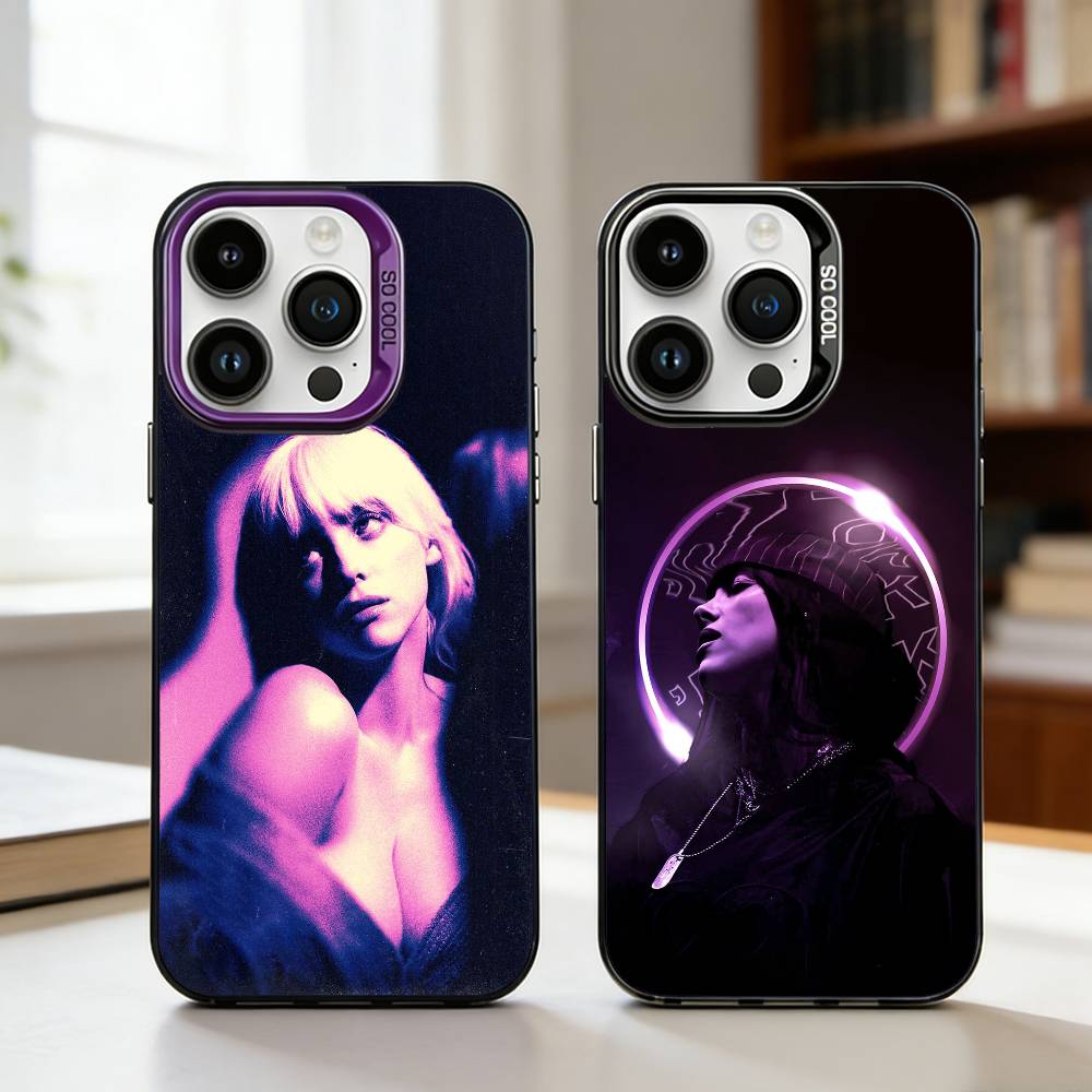 Lovely B-Billie Eilish Singer Phone Case For iPhone17,16,15,14,13,12,11,Pro,MAX White Matte Shockproof Cover