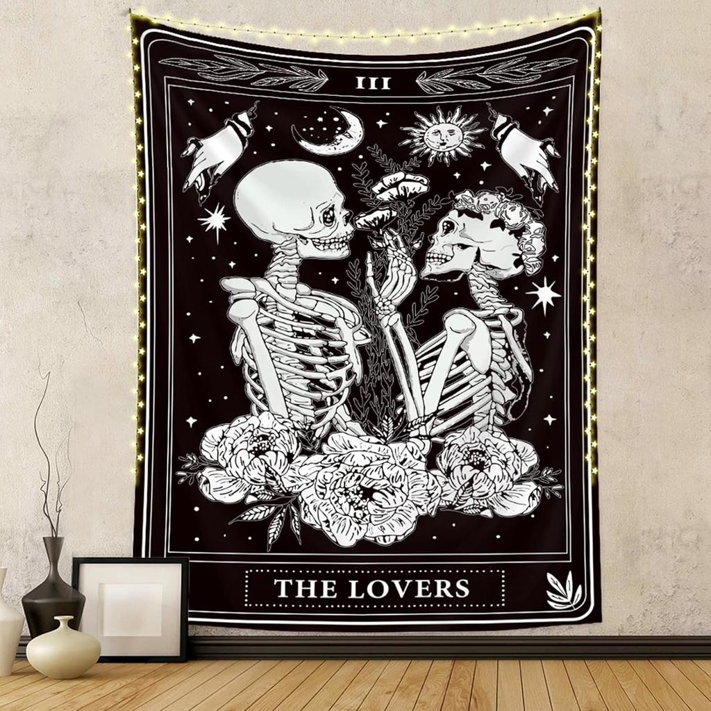 Naykow Skull Tapestries Black and White Skeleton Gothic Grunge Dark Witchy Wall Hanging Decor Tapestry for Bedroom Aesthetic Alt