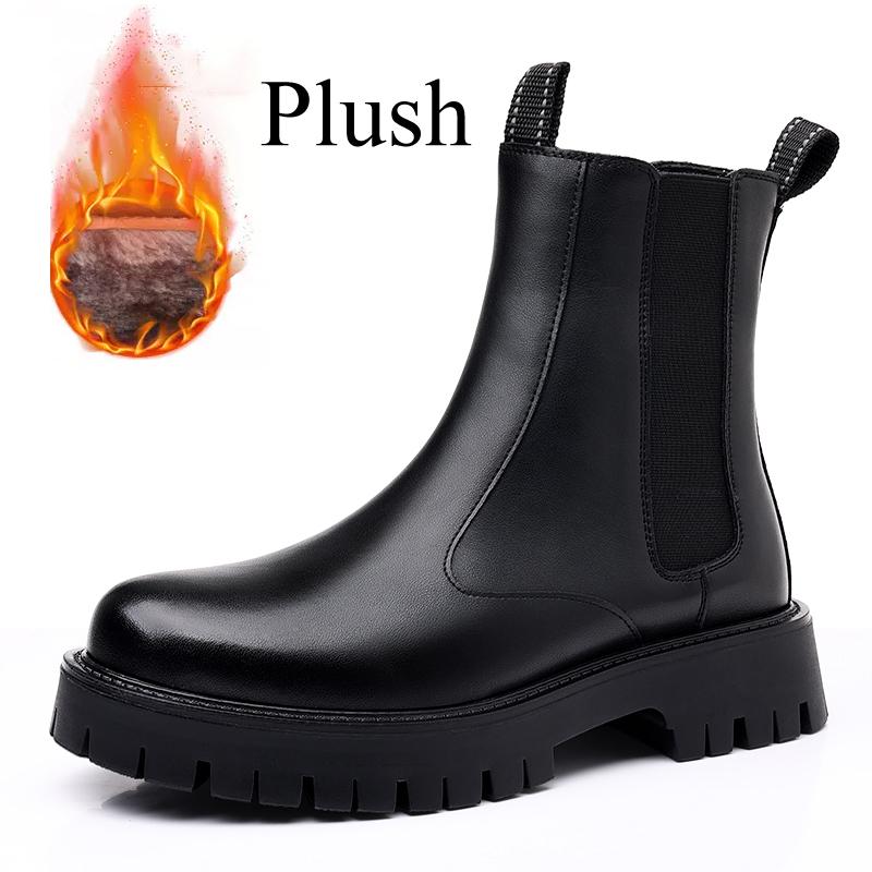 Men Winter Boots Platform Ankle Leather Plush Fashion Comfortable Wear For Daily Use Durable Material With Good Quality 38 7760₽