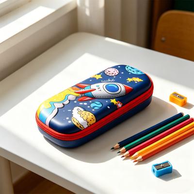 Pencil Case Space-Themed Design Large Capacity Extra Large Pencil Pouch Multiple Compartments Smooth Zipper Stationery Organizer