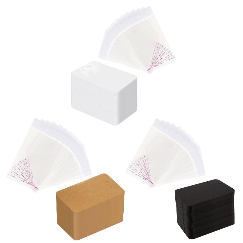 100 Set Earring Cards Earring Display Cards for Stud Earring Dangle Earring Holder for Selling White Black Khaki Card