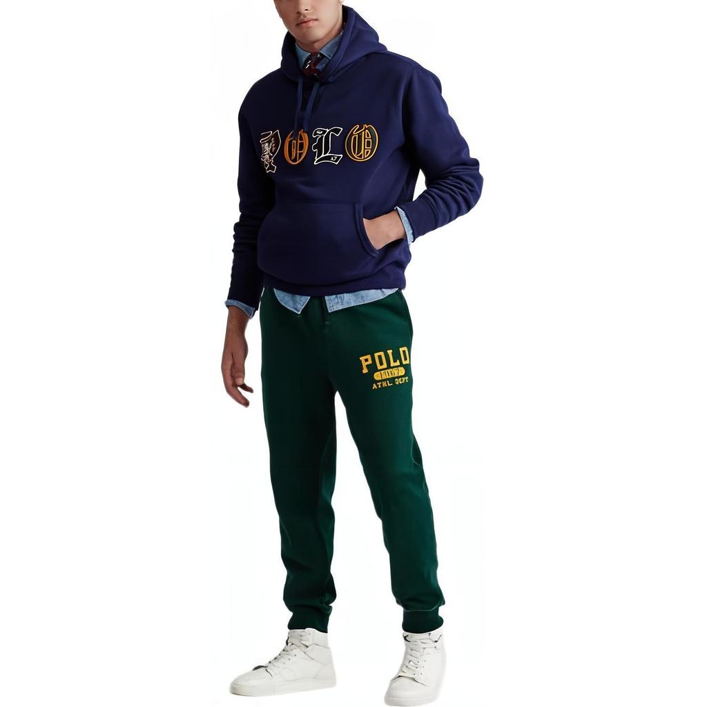 Polo Ralph Lauren FW23 Patch Hooded Fleece Long Sleeve Sweatshirt Men sweatshirt Navy-Blue 710763795-001