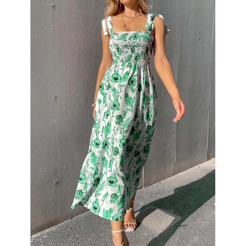 Sexy Slim-Fit Dress Sleeveless Strapless Printed Elegant Women Long Dress