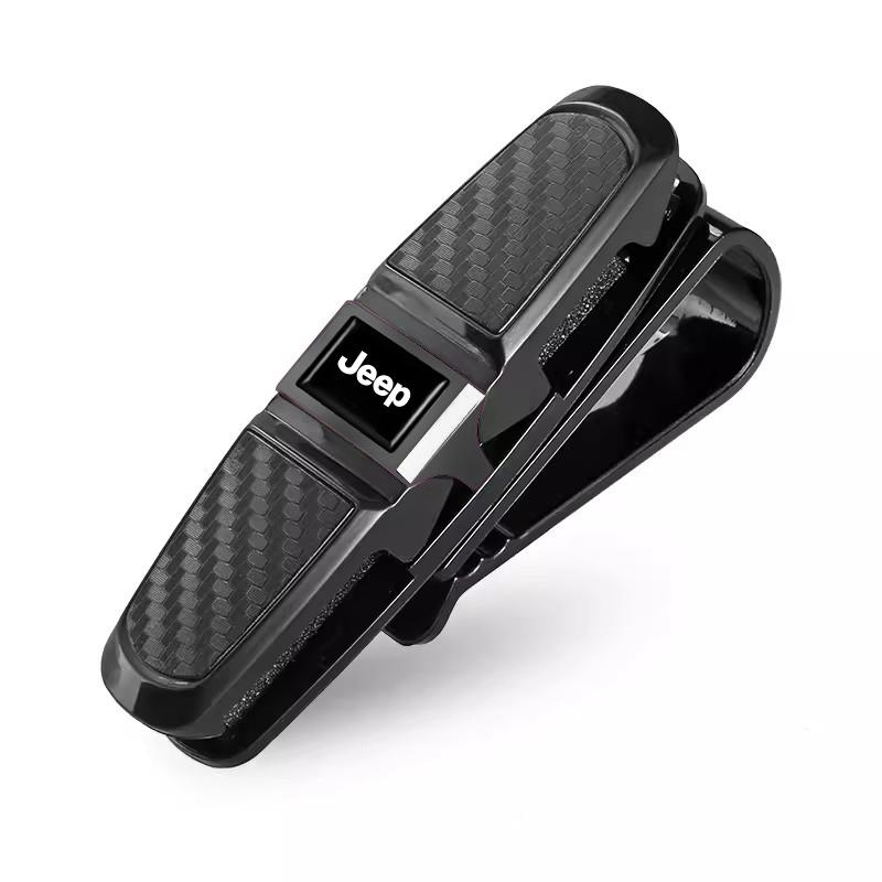Car Glasses Case Auto Sun Visor Glasses Holder Clip For Jeep Renegade Compass Grand Cherokee Wrangler jk Gladiator Patriot AJP1