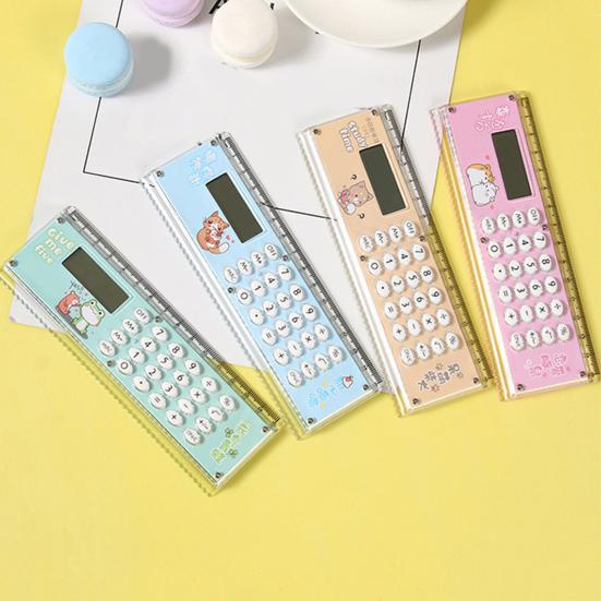 Ruler Calculator Multi-functional 2 In 1 15cm Scale 8 Digits Portable Battery Operated LCD Display Student Calculator Office Supplies