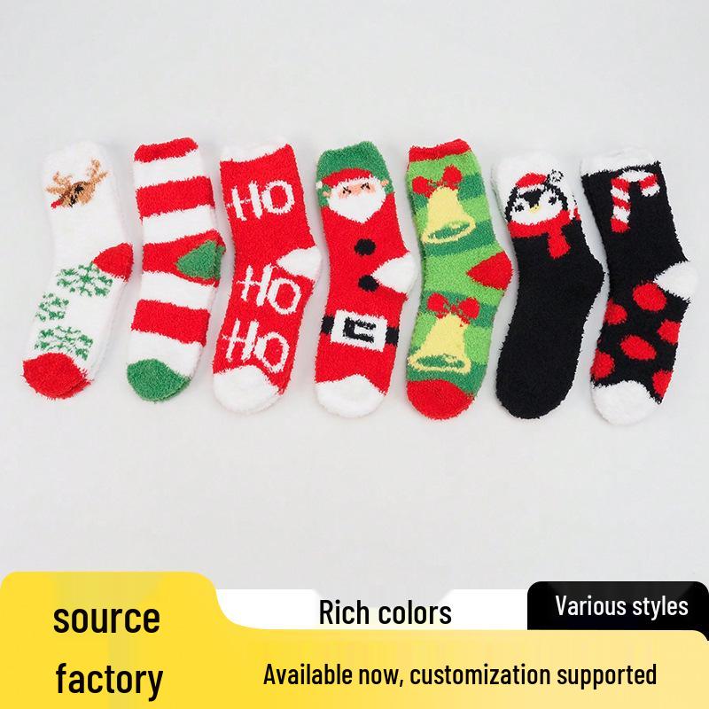 Mid-Calf Christmas Cartoon Cotton Socks: Cute Over-the-Knee Winter Style