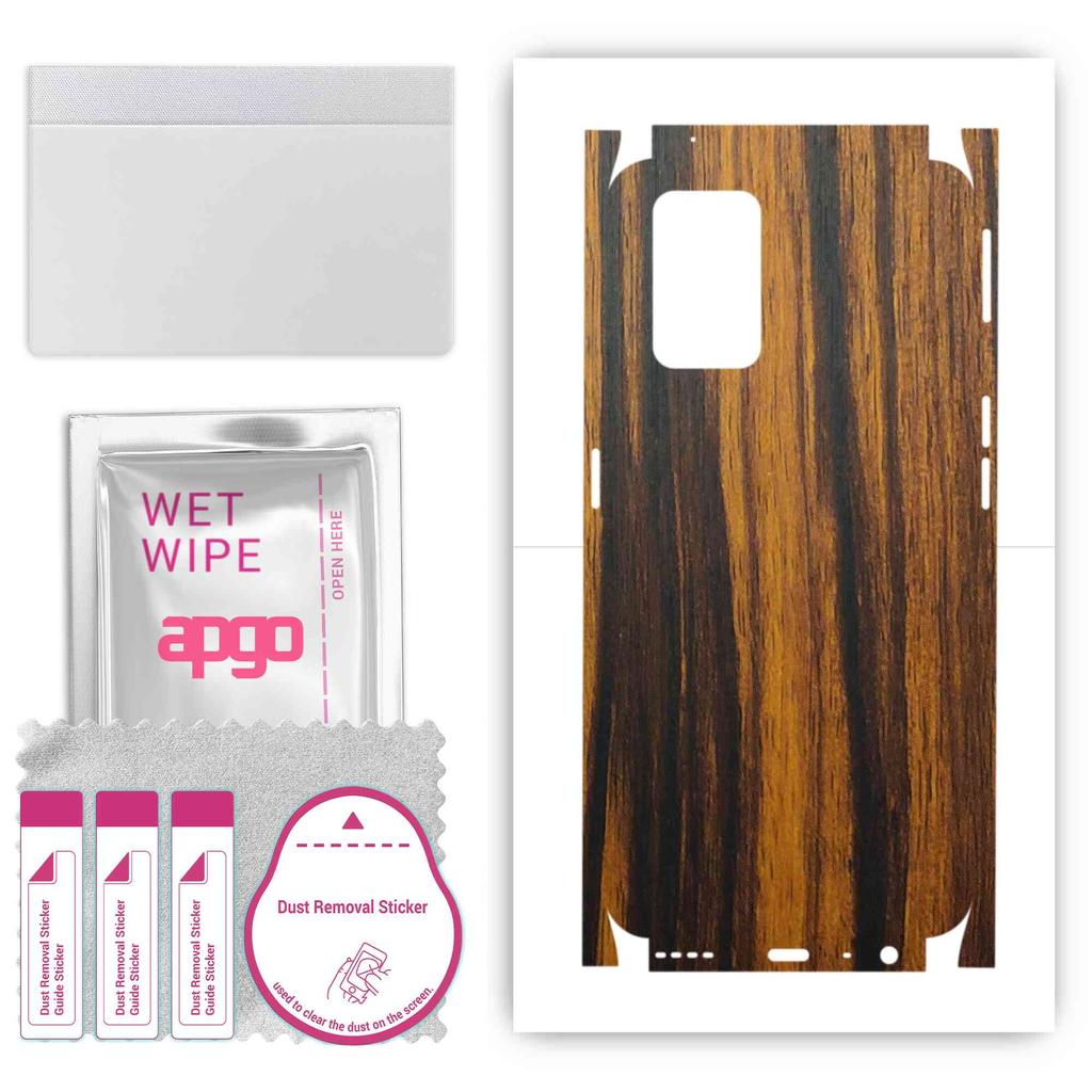 apgo Protective Skin Sticker for the back+sides compatible with Realme X7 Max, Full Wrap Film, Foil, Vinyl - Pattern Tigerwood