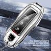 Leather Car Metal Key Case Cover Shell Fob For Porsche Panamera Cayenne 971 911 9YA Macan Boxster Keychain Accessories