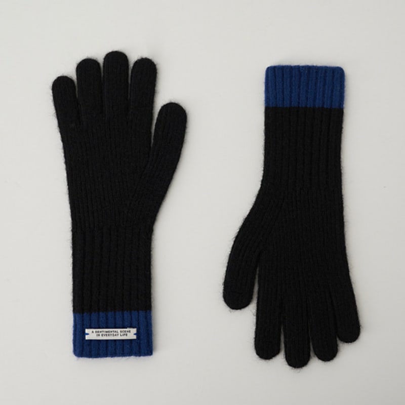 Neev Two Tone Finger Hole Knit Glove (Black)
