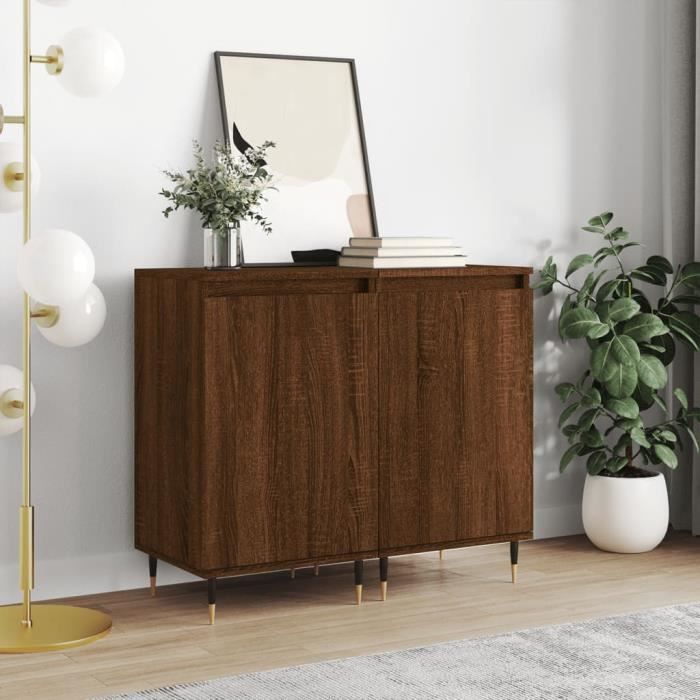 VidaXL Buffets 2 Pcs Brown Oak 40x35x70 Cm Engineered Wood 831051