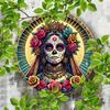 Vintage Sugar Skull Tin Wall Sign 8x8 Inch Retro Day of The Dead Metal Plaque Home Bar Cafe Decor