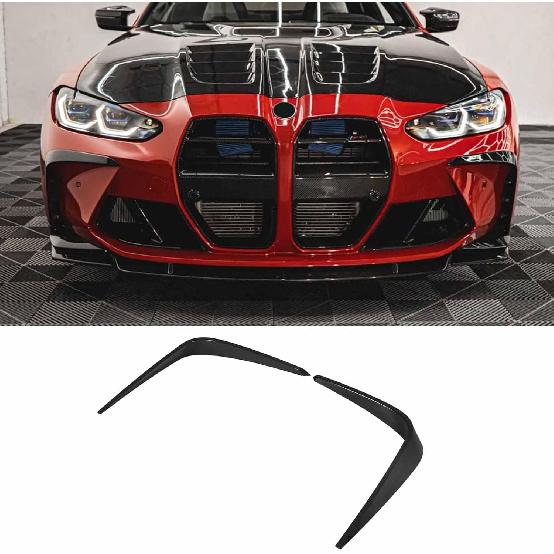 

A Pair Front Bumper Garnish Trim for BMW M3 M4 G80 G82 G83 2021-2025 Front Fangs Trims ABS Plastic Body Kit (Glossy Black) Glossy Black