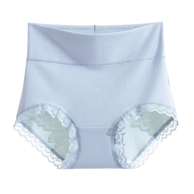 Ropa Interior de Algodón Puro para Mujer Cintura Alta Vientre Sin Costuras Algodón Antibacteriano Talla Grande Encaje Bragas de Mujer