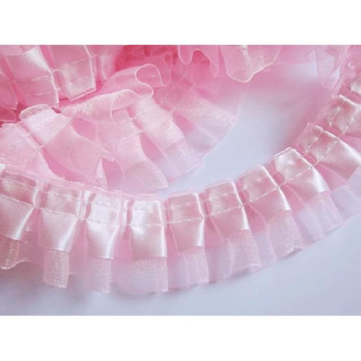 YYCRAFT Pack of 5y Two Tone Satin Organza Lace Edge Trim 1.5" Wedding Ribbon Sewing (Royal)