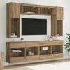 TV Wall Shelf Set with LED 6 pcs Artisan Oak Wood Based Material