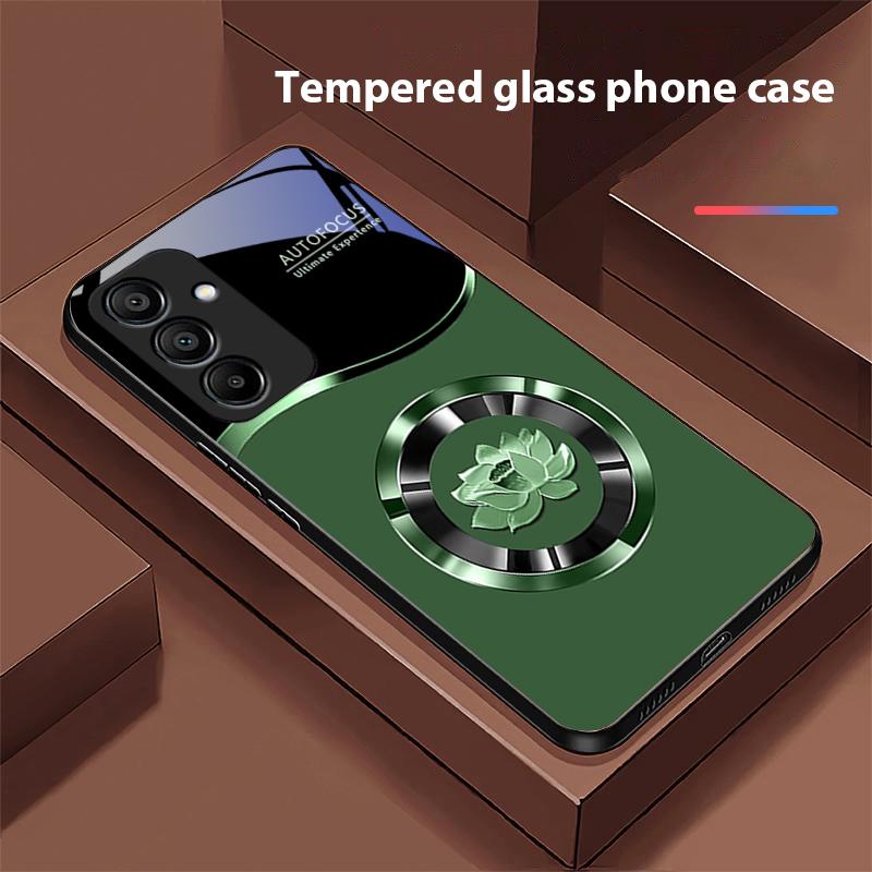 Circle Lotus Gold For Samsung Galaxy A15 5G 54 4G 51 50 24 35 90 71 12 51 53 52S 80 22 34 Black Tempered Glass Phone Case