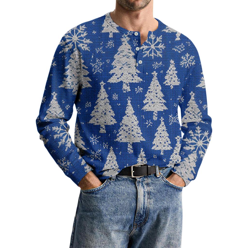 Men's Casual Knit Button-Up Long-Sleeve Shirt