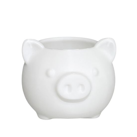 3D Printed Cute Pig Planter Cartoon Animal Shaped Cactus Flower Pot with Drainage белый