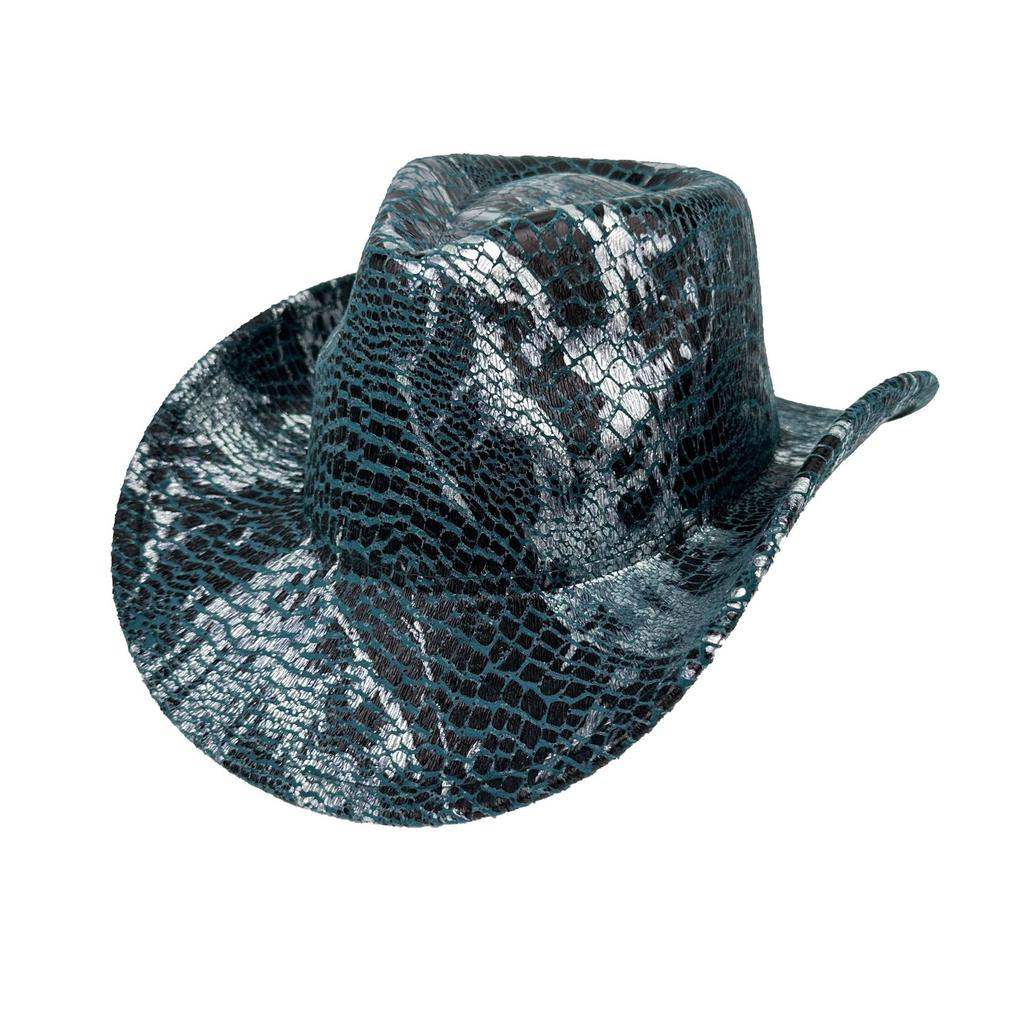Heißverkauf Vielseitiger Schlangenleder Western Cowboyhut Retro Lässig Personalisierter Jazzhut Europäische Und Amerikanische Mode Gekräuselte Zylinderhut