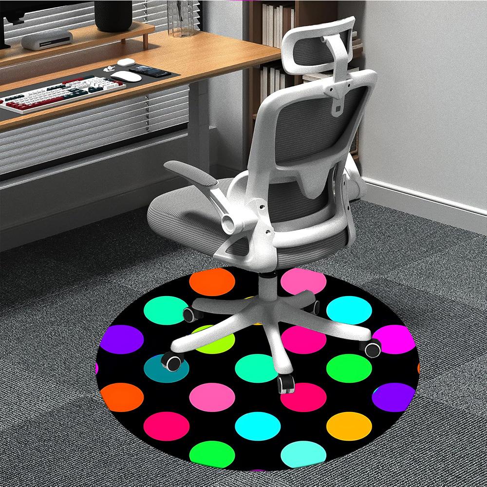 

1PC Colorful Dots Pattern Chair Carpet for Office, Indoor Non-Slip Washable Carpet, Soft Comfortable Mat For Office Room yy250930197 80cm by 80cm