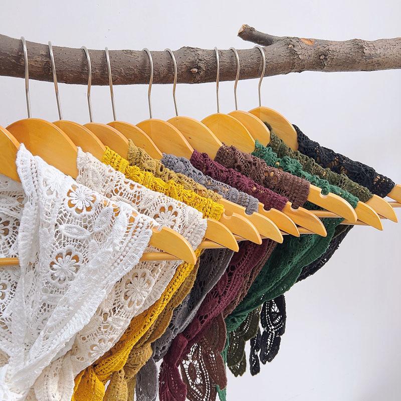 Women Spring and Summer Cotton Triangle Scarf Filigree Knitted Beach Bandana Wrap Pashmina Stole Foulard Hijab