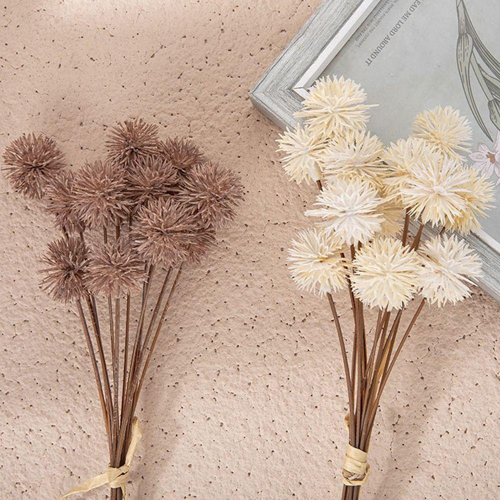 12pcs Handmade Artificial Small Thorn Ball Bouquet Realistic Fake Plants  Home Wedding Decoration