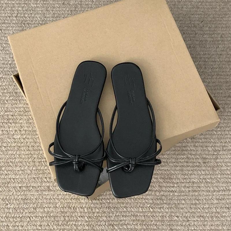 

Летние шлепанцы Модные женские узкие плоские туфли Женские повседневные уличные пляжные шлепанцы Сандалии 40 чёрный