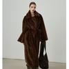 Abrigo Grueso de Invierno con Estampado de Leopardo Extra Largo - Abrigo Original de Piel Sintética