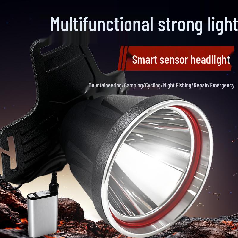 Multi-Function LED Headlamp with Hand Wave Activation for Caving, Patrol, Night Riding, and Fishing; Long Battery Life.