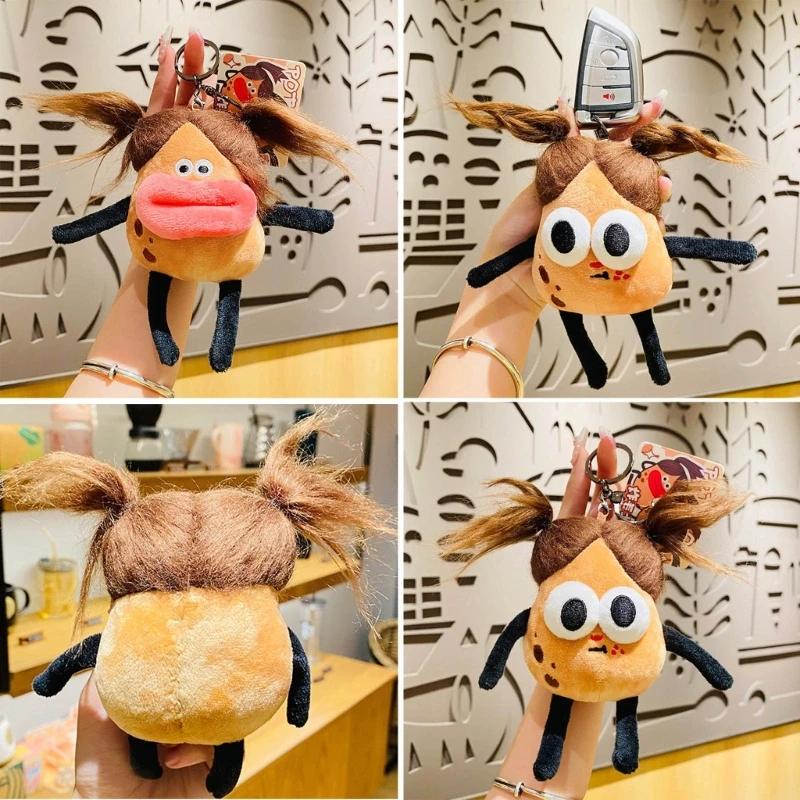 Fun Potato Doll Long Hair Plush Toy Doll Backpack Decoration Pendant Keychain Small Doll Christmas Gifts for Kids & Adults