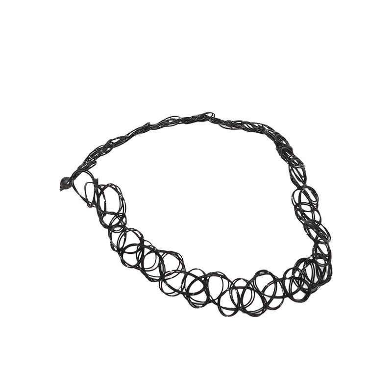 Black Lace Chokers Necklace Set Vintage Gothic Punk Elastic Necklace Women'S Jewelry Adult/Child Size