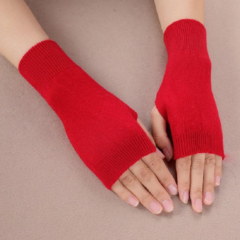 Wollhandschuh für Damen Winter Gestrickt Fingerlos Warm Weich Uni Dehnbar Halbfingerhandschuh Dame Elastisch Kurz Kaschmir Cosplay Handschuhe