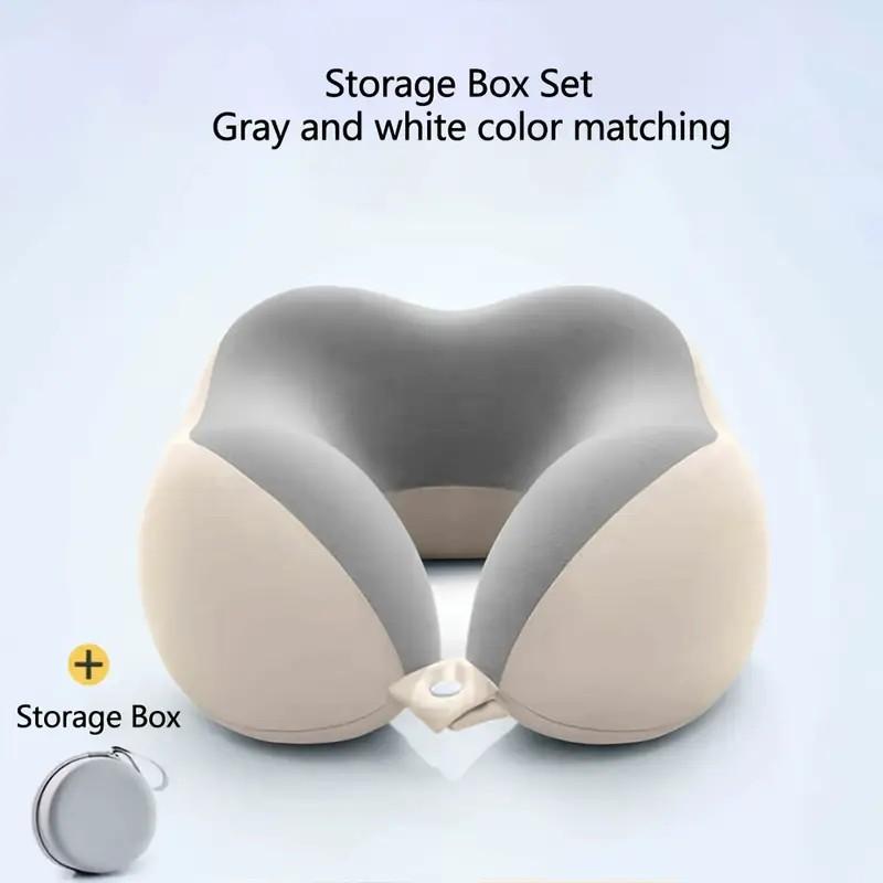 A Set of Ergonomic U-shaped Travel Pillows with Storage Bags - Slow Rebound Neck Support for Airplanes, Offices, and Cars - Mach