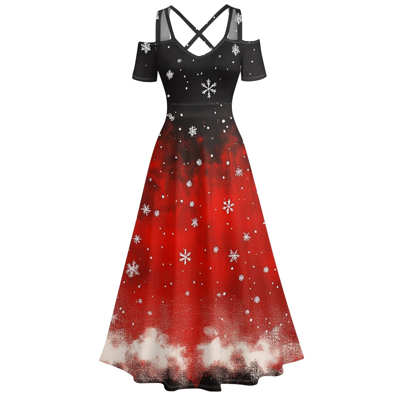 

Жіноча повсякденна та модна сексуальна ретро-сукня на підтяжках з великим розмахом XXXL червоний