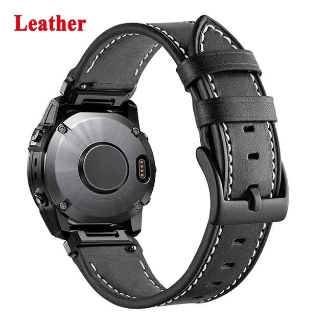 For Garmin Instinct 2X Solar QuickFit PU Leather Watch Strap Watchband 26 22mm For Garmin Fenix 6X 6 Pro 5X 5 Plus 7X 7 Bracelet